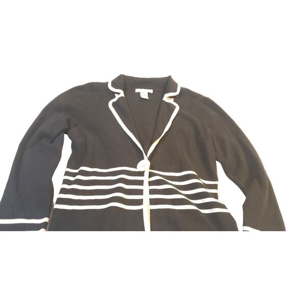 Vintage DESIGN HISTORY Black SILK Blend Knit Collared Cardigan Sweater Jacket‎ L - Picture 6 of 15